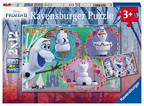 Ravensburger Puzzle, Frozen 2 Olaf, 2 Puzzle de 12 Piezas, Puzzles para Niños, Edad Recomendada 3+, Rompecabeza de Calidad