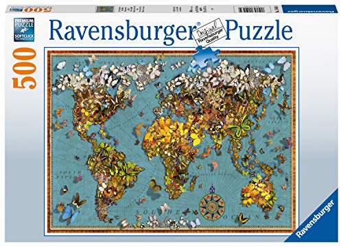 Ravensburger Puzzle, Puzzle 500 Piezas, Mundo de Mariposas, Puzzles para Adultos, Puzzle Mapamundi, Rompecabezas Ravensburger de Alta Calidad