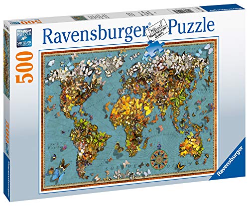 Ravensburger Puzzle, Puzzle 500 Piezas, Mundo de Mariposas, Puzzles para Adultos, Puzzle Mapamundi, Rompecabezas Ravensburger de Alta Calidad