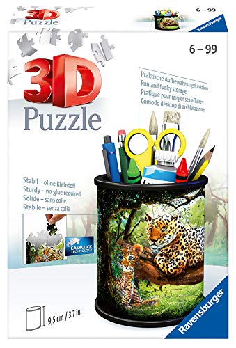 RAVENSBURGER PUZZLE Raubkatzen Ravensburger 11263 Utensilo-Puzzle 3D (54 Piezas, a Partir de 6 años), diseño de Gatos Depredadores, Color Blanco