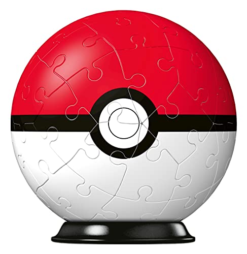 RAVENSBURGER PUZZLE Ravensburger 11256-Puzzle en 3D (54 Piezas), diseño de Pokémon Pokéball Classic 11256, Color Blanco