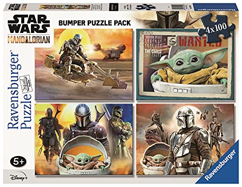 Ravensburger Puzzle, The Mandalorian, 4 Puzzle de 100 Piezas, Bumper Pack, Puzzles para Niños, Edad Recomendada 5+, Rompecabeza de Calidad