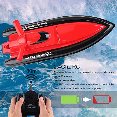 RC Barco Teledirigido Boat - Barcos de Control Remoto Lancha Radiocontrol Electrico de 2.4 GHz con 3 Baterías Recargables para Niño Niña