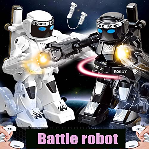 RC Battle Boxing Robot/juguetes, control remoto 2.4G robot de lucha humanoide, iluminación LED efectos de sonido contra robots, robot RC juguete inteligente para niños y niñas (blanco)