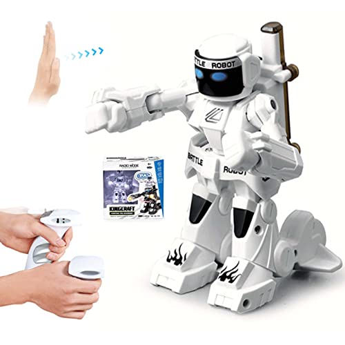 RC Battle Boxing Robot/juguetes, control remoto 2.4G robot de lucha humanoide, iluminación LED efectos de sonido contra robots, robot RC juguete inteligente para niños y niñas (blanco)