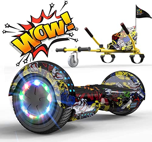 RCB Hoverboard Patinete Eléctrico Self Balancing Scooter 6.5” de Auto-Equilibrio Luces LED Integradas con Hoverkart Go-Kart Bluetooth Regalo para Niños y Adultos Regalo