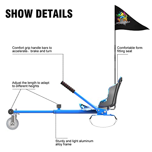 RCB Hoverkart para Patinete eléctrico Asiento Kart para Self Balancing Scooter Longitud Ajustable, Compatible con Todos los patinetes - 6.5/8 / 8.5/10 Pulgadas