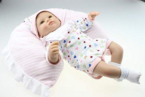 Reborn Baby Doll Silicona Suave 18 Pulgadas 45cm Magnético Encantador Realista Lindo Niño Niña Juguete Babero Blanco Ojos Abiertos