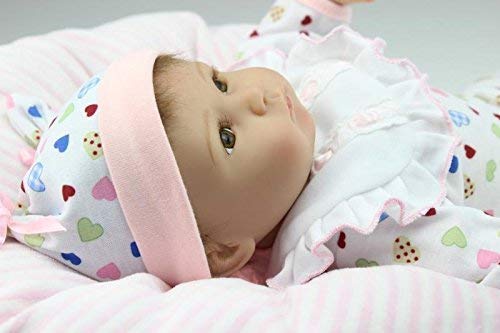 Reborn Baby Doll Silicona Suave 18 Pulgadas 45cm Magnético Encantador Realista Lindo Niño Niña Juguete Babero Blanco Ojos Abiertos