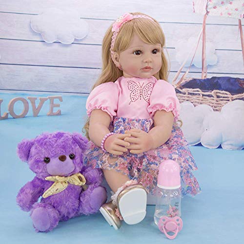 Reborn Baby Dolls Princess Doll 100% Hecho A Mano Niña Reborn Baby Doll 60Cm Cuerpo De Tela Muñecas para Niños Pequeños 24 Pulgadas para Niña Cumpleaños Gife