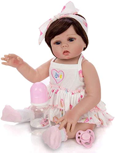 Reborn Dolls 45Cm Reborn Babies Doll, Vinilo Suave Silicona Todo el Cuerpo en Piel Bronceada Realista Muñeca Recién Nacida a la Venta Kid Regalo de Cumpleaños de Navidad Can Bath Free Magnet Pacifie C