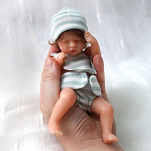 Reborn Dolls,6 pulgadas Mini muñeca realista recién nacida con pelo rizado enraizado, muñeca de silicona suave de vinilo recién nacido