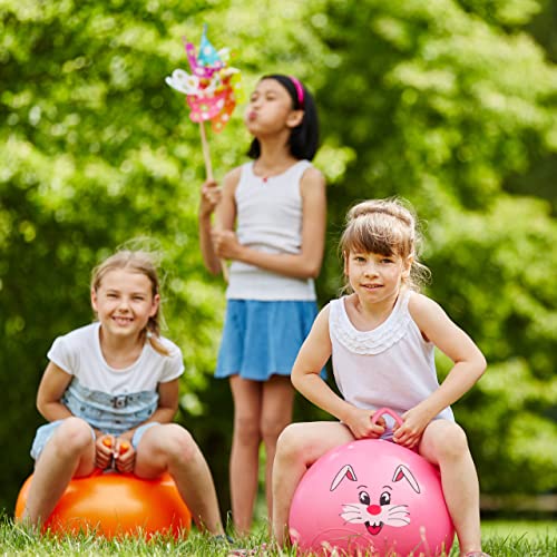 Relaxdays Bola Saltarina para Niños, Pelota Saltar Animales, Balón Infantil, 45 cm Diámetro, PVC, Azul, color, 45 x 45 x 55 cm (10022554_45)