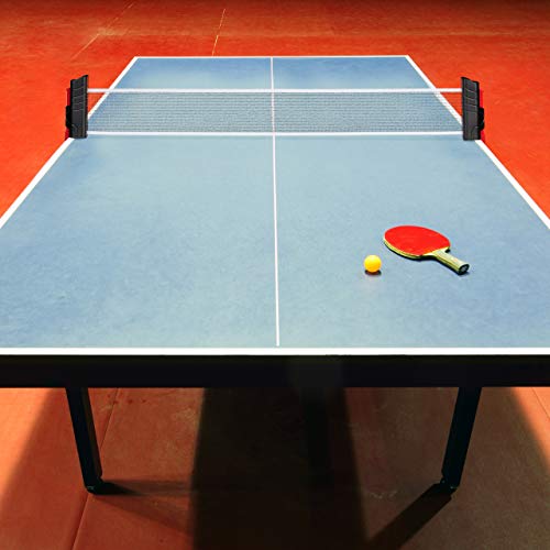 Relaxdays Red Ping Pong Extensible para Mesas con Tablero de hasta 5 cm, Negro y Rojo, hasta 176 cm