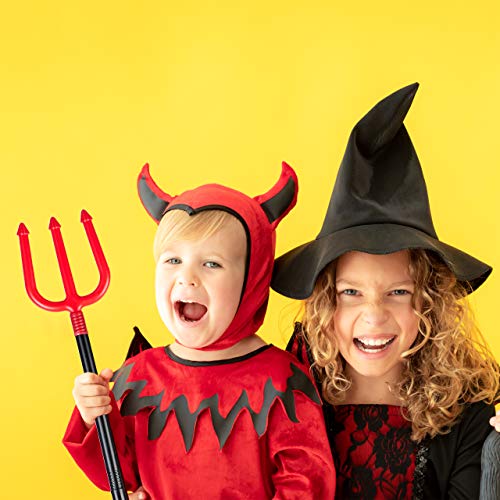 Relaxdays Tridente de Diablo, Desmontable, Halloween, Accesorio de Disfraz, Niños & Adultos, 113 cm, 1 Ud, Negro & Rojo