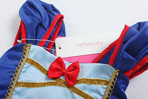 ReliBeauty Disfraz Princesa de Blanco Vestido para Niña Cintura elástica Traje Infantil,con Accesorios (8-9 años，130)