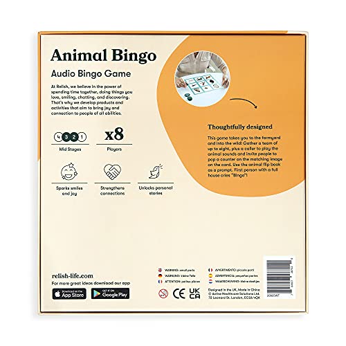 Relish Animal Bingo Game - Actividades de Alzheimer y demencia, juegos y productos para ancianos/personas mayores