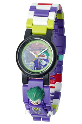 Reloj infantil modificable de LEGO Batman Movie. Emblemática figurita de LEGO The Joker en la pulsera.