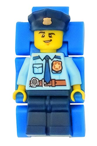 Reloj infantil modificable de LEGO City. Emblemática figurita de LEGO Police Officer en la pulsera