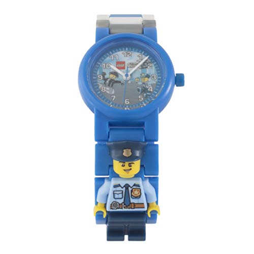 Reloj infantil modificable de LEGO City. Emblemática figurita de LEGO Police Officer en la pulsera