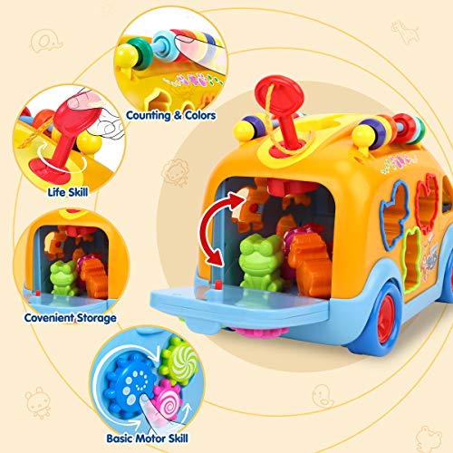 REMOKING Coche de juguete para niños, coche de juguete electrónico con música y autobús musical, regalo para niñas, niños y niños pequeños