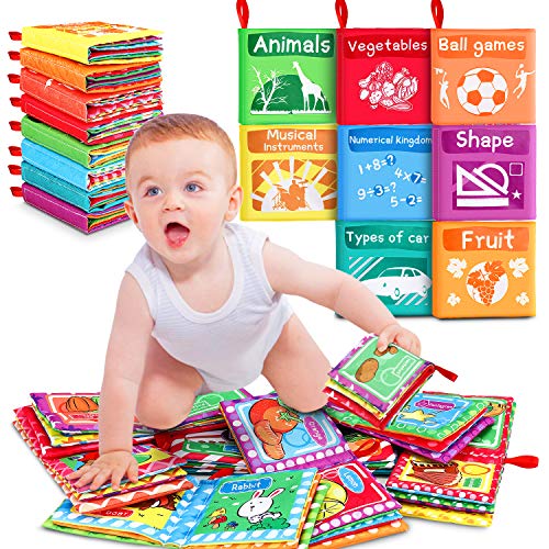 RenFox Libros Blandos para Bebé, Libro de Tela Suave Libro Activity Bebé Libro Discovery Pequeños Aprendizaje y Educación para Bebé Recién Nacido Niños Preescolar, 8 Piezas