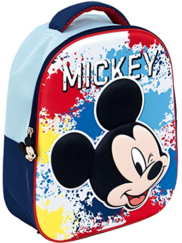 REQUETEGUAY Mochila Mickey Mouse Disney 3D Infantil Niños (32 cms) + Estuche Mickey Mouse Portatodo + Bolsa Mickey Mouse para Merienda