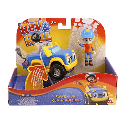 REV & ROLL - COCHE DE JUGUETE ENCENDIDO - Veh�culo Rumble con funci�n de encendido acompa�ado de su figura Rev de 8 cm - Juguete de dibujo