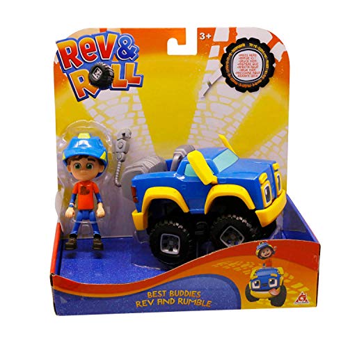 Rev & Roll – Coche Juego Best Buddies – Vehículo Rumble de 17 cm con Funciones mecánicas y su Figura Rev de 10 cm – Juguete del Dibujo Animado Rev & Roll – Juguete para niños de 3 años y más