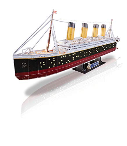 Revell 3D Puzzle- Probablemente el Barco más Famoso del Mundo, RMS Titanic con iluminación LED Descubre 3D, diversión para jóvenes y Mayores, Color Coloreado (154)