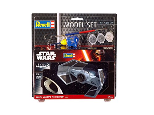 Revell Star Wars Juego Darth Vader 's Tie Figh en Kit Modelo con Base Accesorios, fácil Pegar y para pintarlas, Escala 1: 121 (63602), Largo 7.1 cm