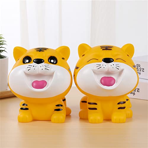 Roadoor Dibujos Animados Tigre Piggy Bank, Banco de Monedas Encantadoras para Niñas Y Niños Exquisito Banco de Dinero Adorable PVC PVC CREAVABLE Bands para EL Regalo DE Cumple A