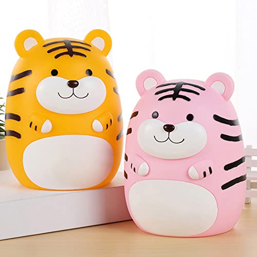 Roadoor Dibujos Animados Tigre Piggy Bank, Banco de Monedas Encantadoras para Niñas Y Niños Exquisito Banco de Dinero Adorable PVC PVC CREAVABLE Bands para EL Regalo DE Cumple A