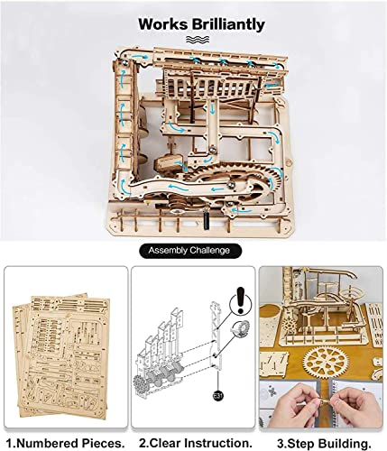 Robotime Laser Cut Puzzle de Madera | Kit de construcción Set Model | Juego de Puzzle en 3D (Lift Coaster)