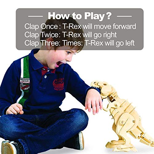 Robotime Madera Jigsaw Puzzle 3D Dinosaurios Montar Wood Craft Mejor Cumpleaños Niños para Adultos (Walking T-Rex)