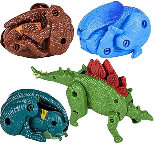 Robots de Huevo de Dinosaurios - Paquete de 4, Juguetes de Dinosaurios transformadores Multicolores - Artículo favores y Suministros de Fiesta, Juego Imaginario, colección - Juguetes edu