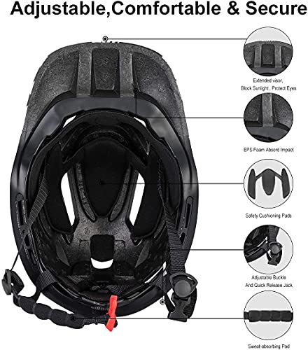 ROCKBROS Casco Bicicleta para Niños 3-15 Años, Casco Integral Desmontable Ajustable para MTB BMX Ciclismo, 48-58cm