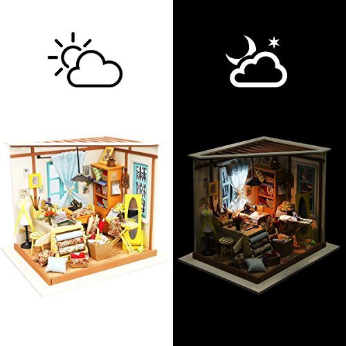 Rolife casa de muñecas DIY con luz a Medida Miniatura casa Modelo Juguetes para niñas-Mejor Regalo para Adultos-Top Mini casa de muñecas diseño para niños 14 años y Mayores(Lisa's Tailor)