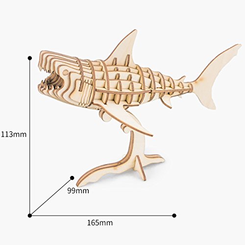 Rolife Rompecabezas de Madera 3D Modelo Kits de artesanía de Madera para 3D Brain Teaser Puzzle de Madera Juego Niños y Adolescentes (Shark)