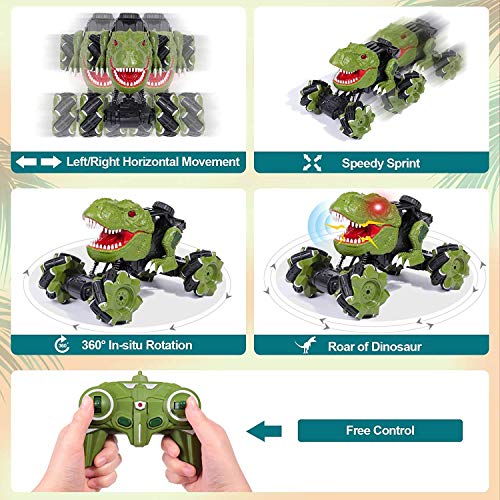 rolimate Coche teledirigido, Coche RC Potente Dinosaurio Teledirigido Juguetes para 5 6 7 8 9 10 11 12 Años Niños Niñas 4WD 2.4Ghz Sistema Recargable Coches Juguetes