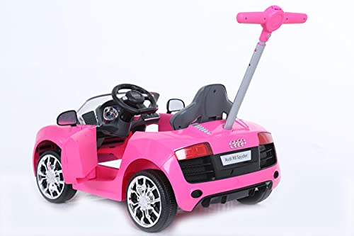 ROLLPLAY Coche correpasillos con reposapiés ajustable, Para niños a partir de 1 año, Hasta 20 kg, Audi R8 Spyder, Rosa