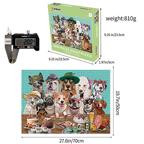 Rompecabezas Puzzles de 1000 Piezas Fiesta del Perro, Puzzle para Niños Adultos, Rompecabezas Desafiantes para, Juego de Rompecabezas y Juego Familiar, trozos de Papel, 70 * 50 cm (Fiesta del Perro)