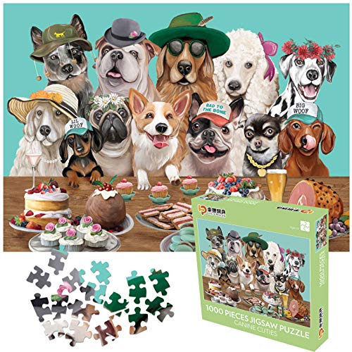 Rompecabezas Puzzles de 1000 Piezas Fiesta del Perro, Puzzle para Niños Adultos, Rompecabezas Desafiantes para, Juego de Rompecabezas y Juego Familiar, trozos de Papel, 70 * 50 cm (Fiesta del Perro)