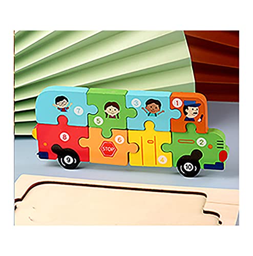 Rompecabezas - Puzzles de Madera educativos. Pack de 4 Puzzles (Autobús, Barco, Dinosaurio y Osito)