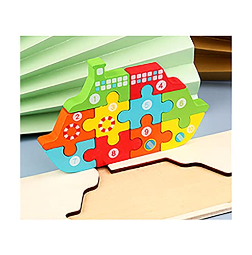 Rompecabezas - Puzzles de Madera educativos. Pack de 4 Puzzles (Autobús, Barco, Dinosaurio y Osito)