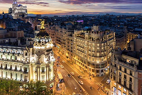 Rompecabezas Rompecabezas 1000 Piezas Puzzles El Skyline De Madrid España De Noche Donde Se Encuentran La Gran Vía Y La Calle Alcalá Puzzle DIY Art