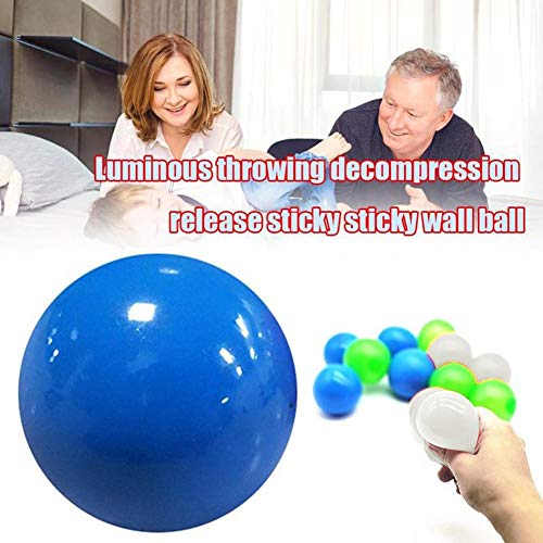 Rongchuang 4pcs Sticky Wall Balls Decompression Toys Glowing Balls,Stick to The Wall and Slowly Fall Off, Squishy Glow in The Dark for ADHD, OCD, Anxiety