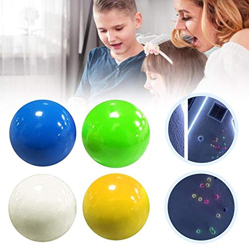 Rongchuang 4pcs Sticky Wall Balls Decompression Toys Glowing Balls,Stick to The Wall and Slowly Fall Off, Squishy Glow in The Dark for ADHD, OCD, Anxiety