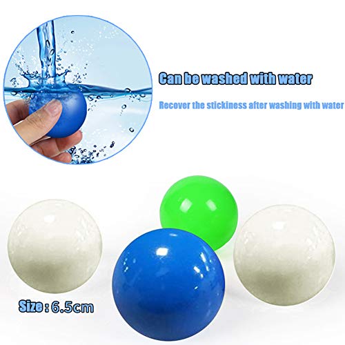 Rongchuang 4pcs Sticky Wall Balls Decompression Toys Glowing Balls,Stick to The Wall and Slowly Fall Off, Squishy Glow in The Dark for ADHD, OCD, Anxiety