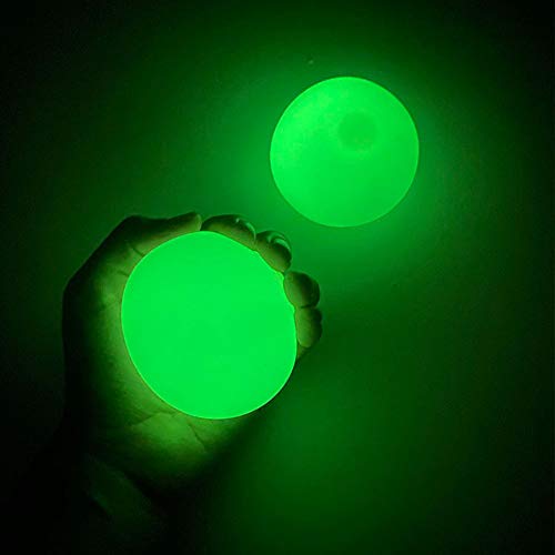 Rongchuang 4pcs Sticky Wall Balls Decompression Toys Glowing Balls,Stick to The Wall and Slowly Fall Off, Squishy Glow in The Dark for ADHD, OCD, Anxiety